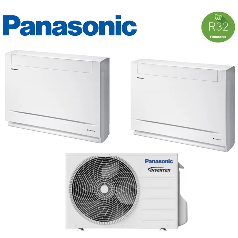 Condizionatore Panasonic Dual Split Console Da Pavimento 9+9 Btu Con CU-2Z50TBE Gas R-32 9000+9000 Wi-Fi Optional