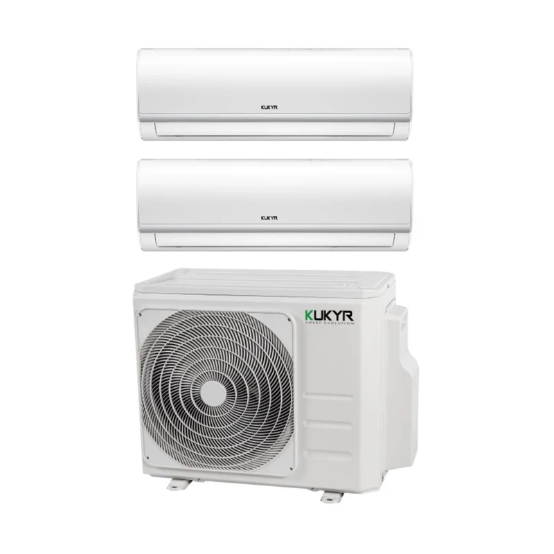 Kukyr Dual-Split-Inverter-Klimaanlage SPRING 12+12-Serie mit MULTI 2-18 R-32 Wi-Fi optional 12000+12000