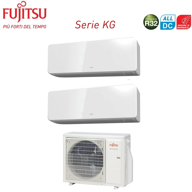 Fujitsu Dual Split Inverter Klimaanlage KG 12+12 Serie mit AOHG18KBTA2 R-32 Wi-Fi optional 12000+12000