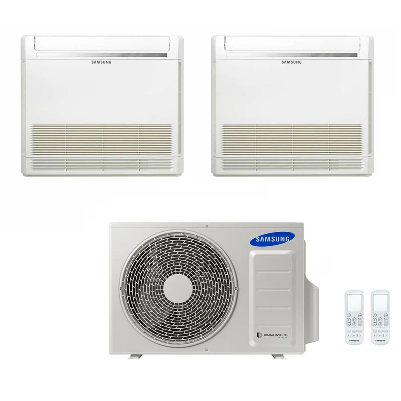 Samsung Dual Split Inverter Klimaanlagenkonsole 9+9 mit AJ050TXJ2KG/EU R-32 9000+9000 mit Fernbedienung im Lieferumfang enthalten