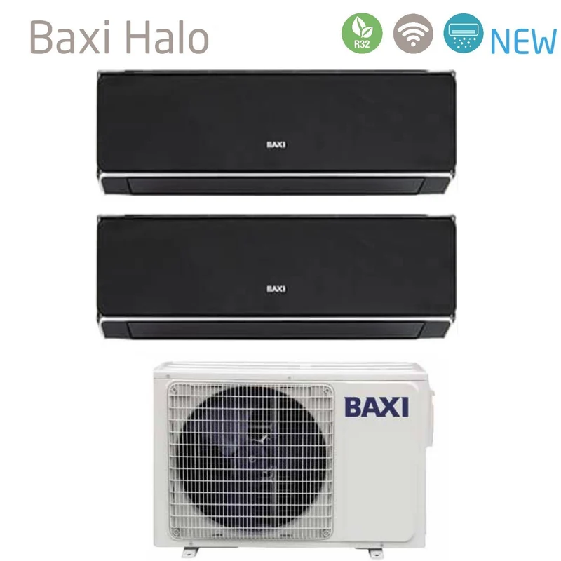 Baxi Dual Split Inverter Klimaanlage Serie HALO BLACK 9+9 mit LSGT40-2M R-32 integriertem Wi-Fi 9000+9000