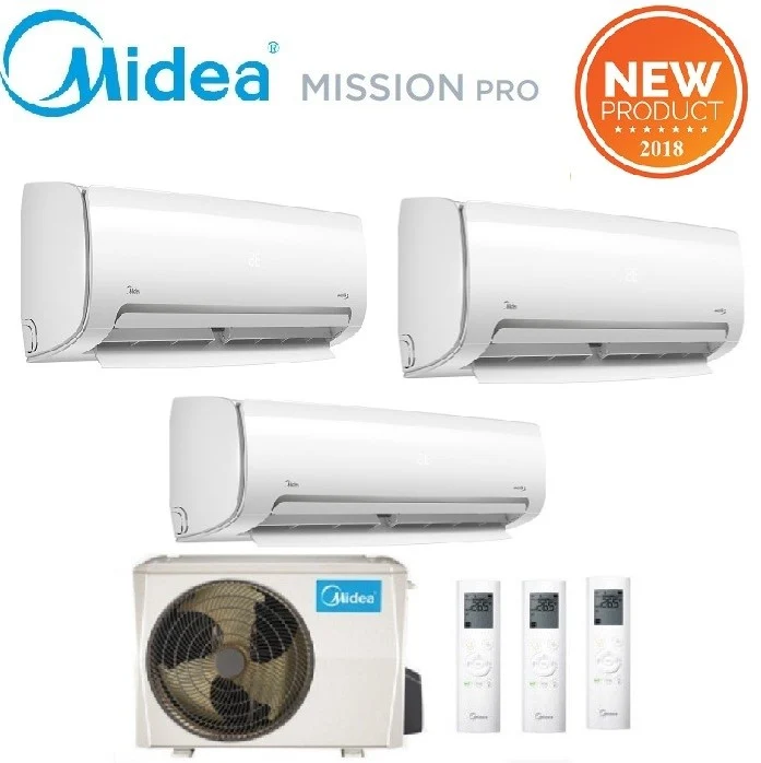 CLIMATIZZATORE CONDIZIONATORE MIDEA TRIAL SPLIT INVERTER serie MISSION PRO 9+9+12 con M3O-27NF8 R-32 Wi-Fi OPTIONAL 9000+9000+12000