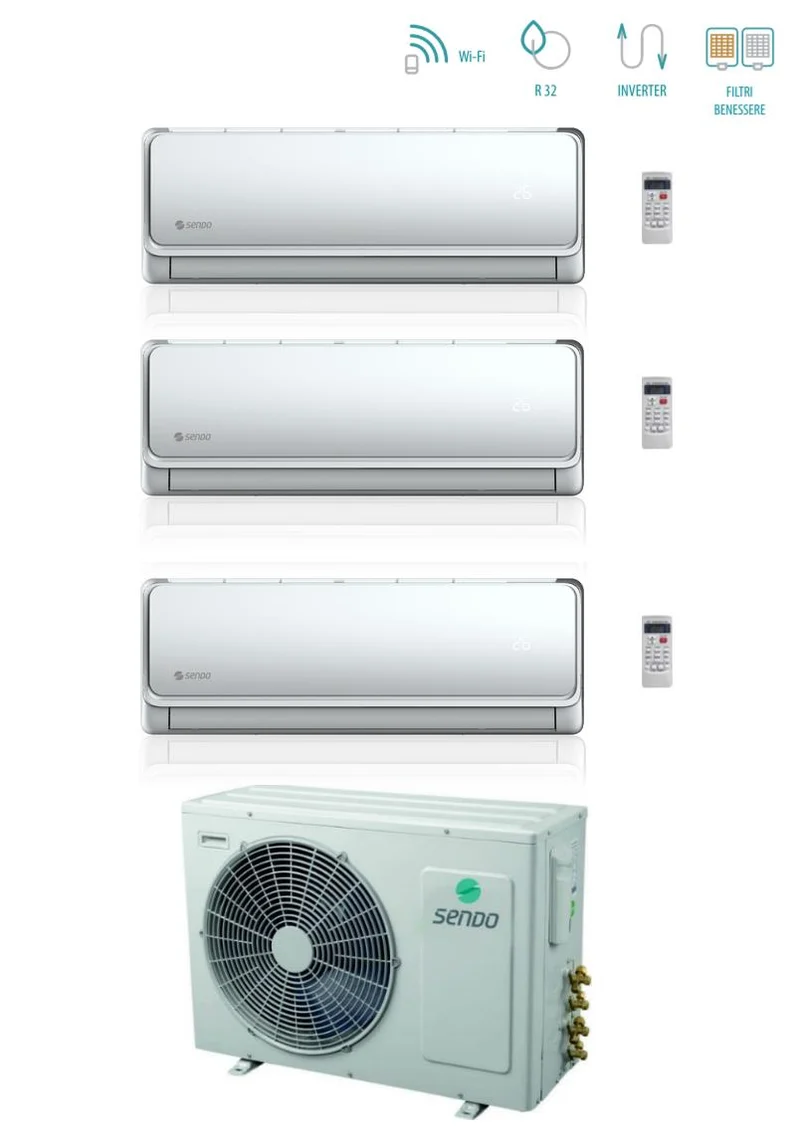 Climatizzatore Condizionatore Trial Split Inverter Sendo IKAROS L 9+9+9 con SFM-27OU3-AU2 R-32 Wi-Fi Integrato - 9000+9000+9000