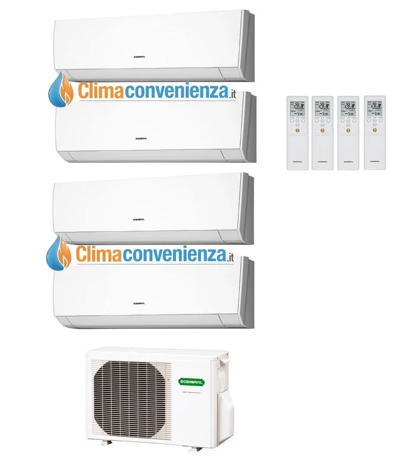 Climatizzatore Condizionatore Quadri Split Inverter Fujitsu General Serie LM 9000+9000+9000+12000 con AOHG30LAT4 9+9+9+12 LMCA