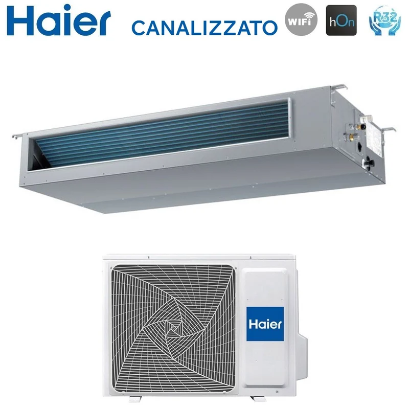 Climatizzatore Condizionatore Haier Inverter Canalizzato Canalizzabile Media Prevalenza 24000 Btu AD71S2SM3FA R-32 Wi-Fi Optional Telecomando Infrarossi Haier YR-HRS01 + Ricevente RE-02