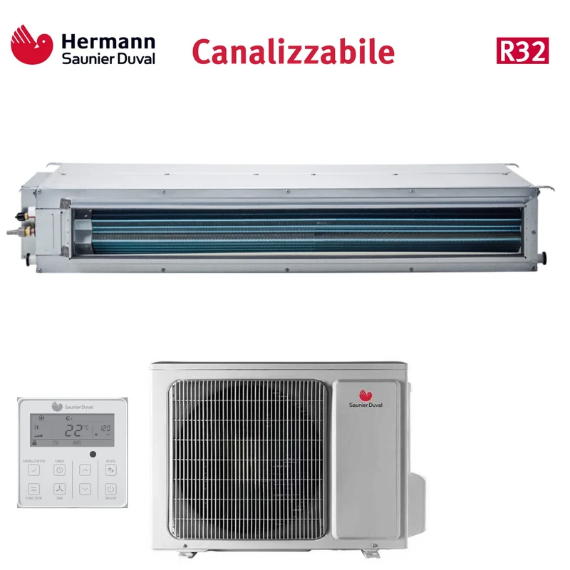 Climatizzatore Condizionatore Hermann Saunier Duval Canalizzato Canalizzabile Inverter 28000 Btu SDH19-085 IDNI R-32 Con Comando a Filo Incluso