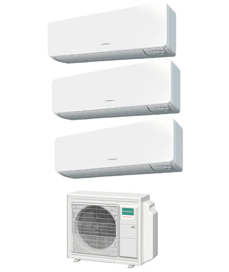 Climatizzatore Condizionatore General Fujitsu Trial Split Inverter KGTB 9+9+12 btu con AOHG18KBTA3 R-32 9000+9000+12000 Wi-Fi Optional - Novita'