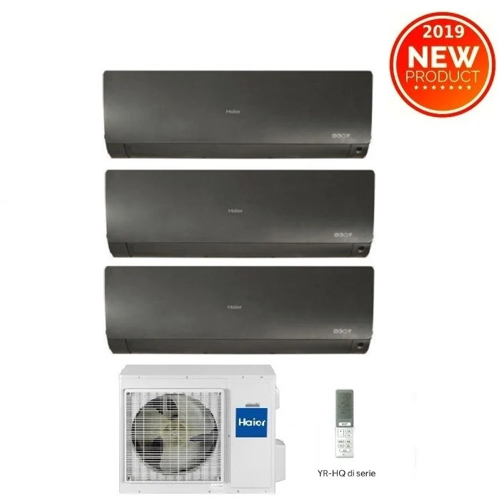 Klimaanlage Trial-Split Inverter HAIER Serie FLEXIS black 7000+9000+12000 btu mit 3U55S2SR2FA R-32 Wi-Fi 7+9+12 - NOVITA'